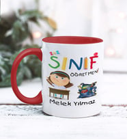 Sınıf Öğretmeni Tasarımlı Kişiye Özel Kupa Bardak (Kırmızı)