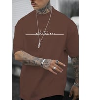 Erkek Whatever Baskılı Oversize Tshirt (Kahverengi)