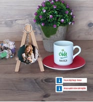 Gıda Mühendisi Türk Kahvesi Fincanı Ahşap Altlıklı ve Fotoğraflı Ahşap Anahtarlık Hediye (Model 3)