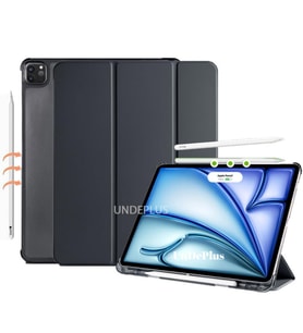 Apple iPad Pro 11 3./4. Nesil M2 Kılıf Flip Cover Kalem Bölmeli PC Case 2020-202 (Siyah)
