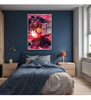 Metal Çerçeveli Temperli Cam Tablo Edward Elric Görseli (Gümüş)