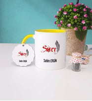 Savcı Kupa Bardak ve Anahtarlık İsme Özel Hediye (Sarı)