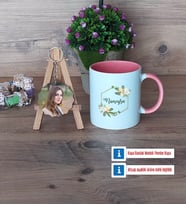 Doğum Günü Hediyesi Kupa Bardak Beyaz ve Fotoğraflı Ahşap Anahtarlık Hediye (Model 6)