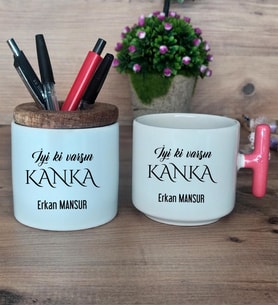İyi Ki Varsın Kanka Hediye Sepeti Kupa Bardak T Kulplu, Kalemlik Hediyeleri Kankaya Arkadaşa Doğum Günü Hediyesi (Model 4)