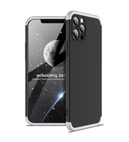 Apple iPhone 12 Pro Kılıf 3 Parça Slim Sert Silikon Kapak AYS (Siyah-Gri)