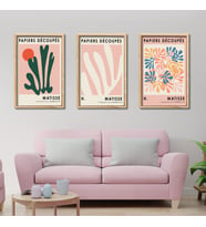 3'lü Ahşap Lamine Çerçeveli Mdf Tablo Papiers Henri Matisse (Ahşap)