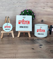 Optisyen Hediye Seti Kupa Bardak T Kulplu, Dekoratif Taş, Anahtarlık Tıp Bayramı Hediyesi (Model 6)