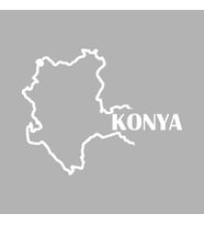 Konya Harita Araba Sticker siyah 17x13 CM (Beyaz)