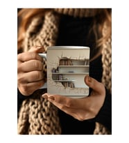 Mağara Ve Ağaç İçi Kitaplık Kütüphane Baskılı 3D Tasarım Seramik Kupa Mug - Hediyelik (05)