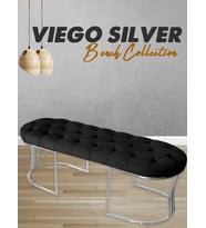 VİEGO SILVER -Kapitoneli Model Puf&Bench&Koltuk-Oturak-Uzun Makyaj Puff-Yatak Odası Ucu&Önü (Siyah)