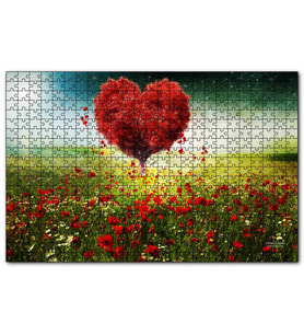 Cakapuzzle  Aşk Kalp Ağaç Çiçekler İlkbahar  Puzzle Yapboz MDF (Ahşap) (1000 Parça)