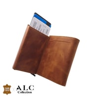 ALC Collection Hakiki Deri Mekanizmalı Renk Seçenekli Kadın ve Erkek Kartlık Cüzdan (Taba)