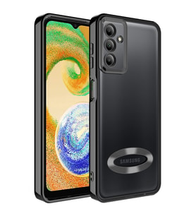 Galaxy A24 Kılıf Kamera Korumalı Logo Gösteren Zore Omega Kılıf (Siyah)