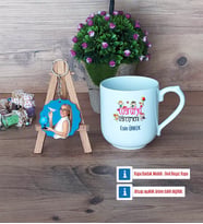 Coğrafya Öğretmeni Kupa Bardak Beyaz ve Fotoğraflı Ahşap Anahtarlık Hediye (Model 5)