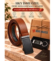Hakiki Deri Deliksiz Mandallı Mekanizmalı Erkek Kemer İsme Özel(TABA-TABA) (İsme Özel Anahtarlık Hediyeli)