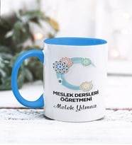 Meslek Dersleri Öğretmeni Tasarımlı Kişiye Özel Kupa Bardak (Mavi)