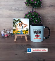 Kadın Öğretmene Hediye Fotoğraflı Dekoratif Taş, Kupa Bardak Beyaz Hediye (Model 11)