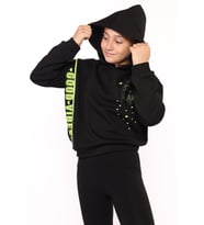 Toontoy Kız Çocuk İçi Pamuklu Baskılı Sweatshirt (Siyah)