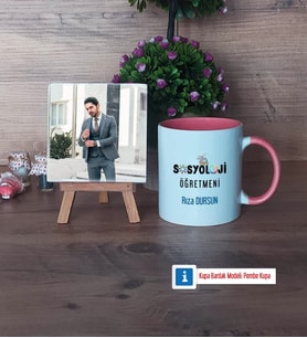 Sosyoloji Öğretmeni Fotoğraflı Dekoratif Taş, Kupa Bardak Beyaz Hediye Öğretmenler Günü Hediyesi (Model 6)