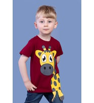 Toontoy Erkek Çocuk Zürafa Baskılı Tişört (Bordo)
