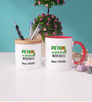 Petrol ve Doğalgaz Mühendisi Kupa Bardak Lacivert ve Kalemlik (Model 8)