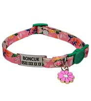 Güvenlik kilitli ( safety click ) Kedi tasması, kedi künyesi, kedi isimlik, sallanmayan kedi künyesi, isimli kedi tasması (Pembe)