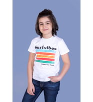 Toontoy Erkek Çocuk Surfvibes Baskılı Tişört (Beyaz)