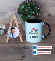 Muhasebeci Kupa Bardak Beyaz ve Fotoğraflı Ahşap Anahtarlık Hediye (Model 11)
