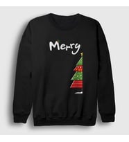 Presmono Unisex Beyaz Merry Christmas Funny Yılbaşı Sweatshirt 364750tt (Siyah)