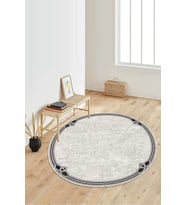 Dijital Baskılı Kaymaz Taban Yıkanabilir Yuvarlak Salon Halısı Koridor Halısı Paspas NDY-HT-234 (Gri)