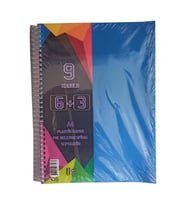 6+3 Ayraçlı Defter 9 Konulu 225 Yaprak 1 Adet 6 Kareli 3 Çizgili Spralli Plastik Kapak Seperatörlü (Mavi)