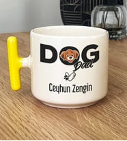Kişiye Özel Dog Dad Hediye T Kupa Bardak Köpek Babası (Sarı)
