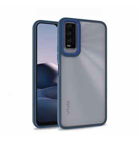 Vivo Y11S Kılıf Case, Kamera Lens Korumalı Elektroplatin Kaplama Sert PC Koruyucu Colourful Platinum Serisi (Mavi)