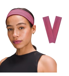 2'li Spor Saç Bantları - Elastik Kaymaz İnce Saç Ter Kafa Bandı Bandana, Kadın & Erkek Koşu Fitness Yoga Pilates Makyaj Yüz Yıkama Atletik Egzersiz Saç Bandı (Pembe Melanj)