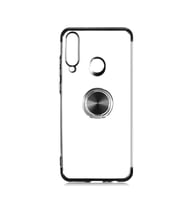 Huawei Y6P Kılıf Gess Kenarları Renkli Yüzük Aparatlı Kılıf (Siyah)