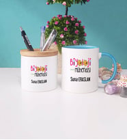 Biyoloji Mühendisi Kupa Bardak Lacivert ve Kalemlik (Model 2)
