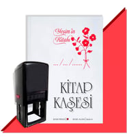Kişiye Özel Çiçek Buketi 7 Tarihli Otomatik Kitap Kaşesi (Kırmızı)