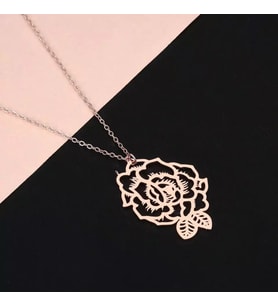 Kişiye Özel 925 Ayar Gümüş Şakayık Kolye (Rose)