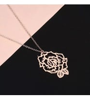Kişiye Özel 925 Ayar Gümüş Şakayık Kolye (Rose)