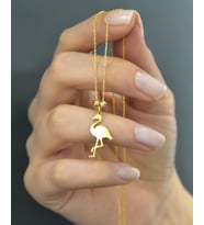 Papatya Silver 925 Ayar Gümüş Dorika Toplu Flamingo Kadın Kolye (Gold)