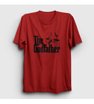 Presmono Unisex Sarı Logo Film Baba The Godfather T-Shirt 251618tt (Kırmızı)