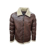 Zagmen Z01037 Erkek Yakası Kürklü Fermuarlı Deri Ceket - Z01037 - Siyah - ST01037-Siyah-XXL (Kahverengi)