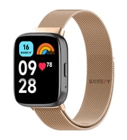 Sneezy Redmi Watch 3 Active İle Uyumlu Metal Hasır Kordon Woven Wire Metal Tasarım Kordon (Rose - Gold)