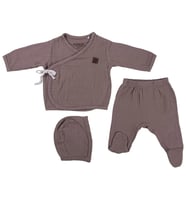 AD23462 Müslin Yenidoğan Bebek Takım 0-1/1-3 AY (Kahverengi)