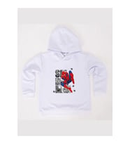 Spiderman baskılı örümcek adam kapüşonlu pamuklu kumaş çocuk sweatshirt (Beyaz)