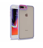 Apple iPhone 8 Plus Kılıf Flora Buton,Kenar Çevresi Renkli Kılıf (Lila)