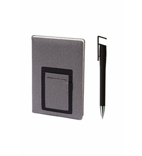 Sedef Silver 13 x 21 Kanguru Cepli Termo Deri Tarihsiz Ajanda Defter Telefon Tutucu lu Kalem Seti (Gri)