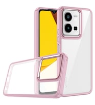 Vivo Y35 Kılıf Case, Kamera Lens Korumalı Elektroplatin Kaplama Sert PC Koruyucu Colourful Platinum Serisi (Rose)