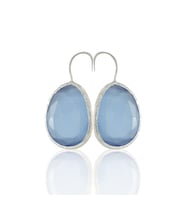 Kadir Jewellery Gümüş Kaplama Fosil Taşlı Küpe -El İşçiliği Ve Hipoalerjenik Küpe (Gece Mavisi)