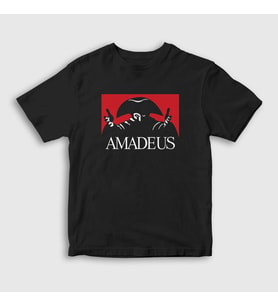 Presmono Unisex Çocuk Kırmızı Poster Amadeus Mozart T-Shirt 477121tt (Siyah)